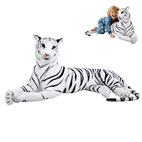 ziertyon 130cm White Tiger Stuffed Animal Giant White Tiger Plush Big Stuffed Tiger Snow Leopard Lion