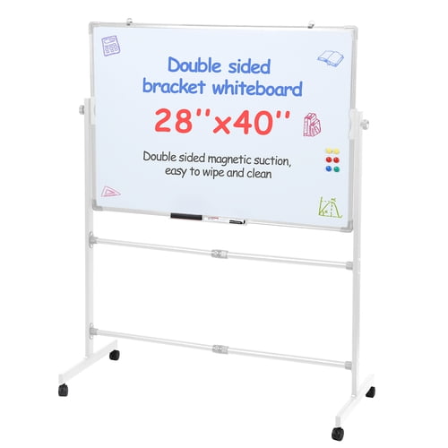 ziertyon 40 x 28 Inch Double Sided Rolling Whiteboard, Rolling White Board,Magnetic Rolling Dry Erase Board Easel Standing Board on Wheels with Aluminium Frame for Office, Home ,Classroom