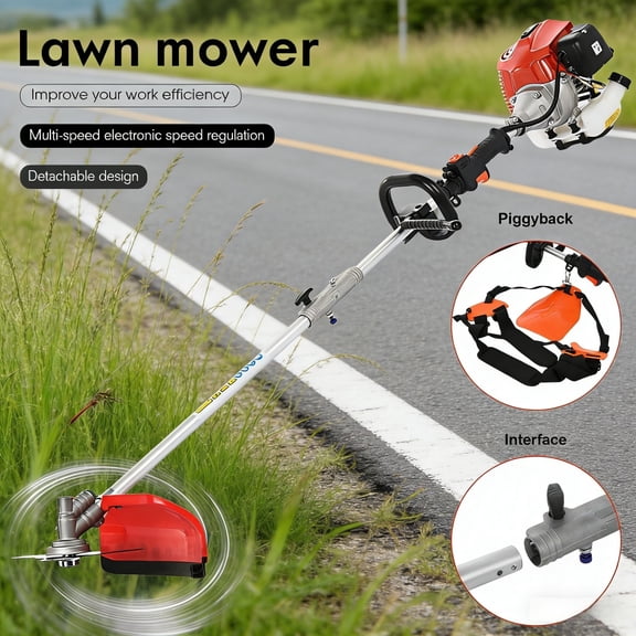 ziertyon 52cc Gas-Powered 5-in-1 Multi-Functional Trimmer - Hedge Trimmer, Brush Cutter, Weed Eater, Edger, Pole Saw & Chainsaw Pruner