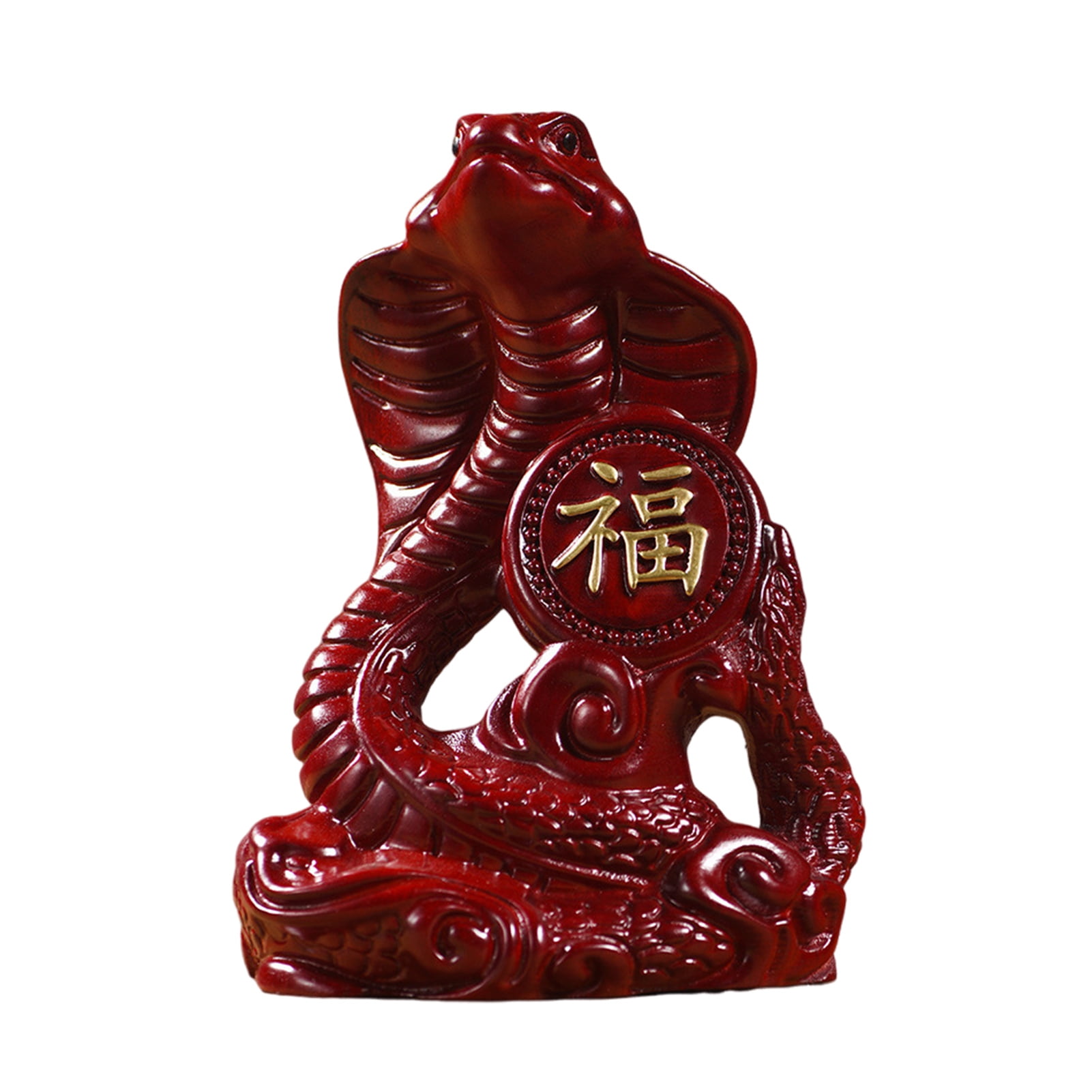 ziertyon Chinese Zodiac Snake Statue, Wooden Feng Shui Snake Figurine