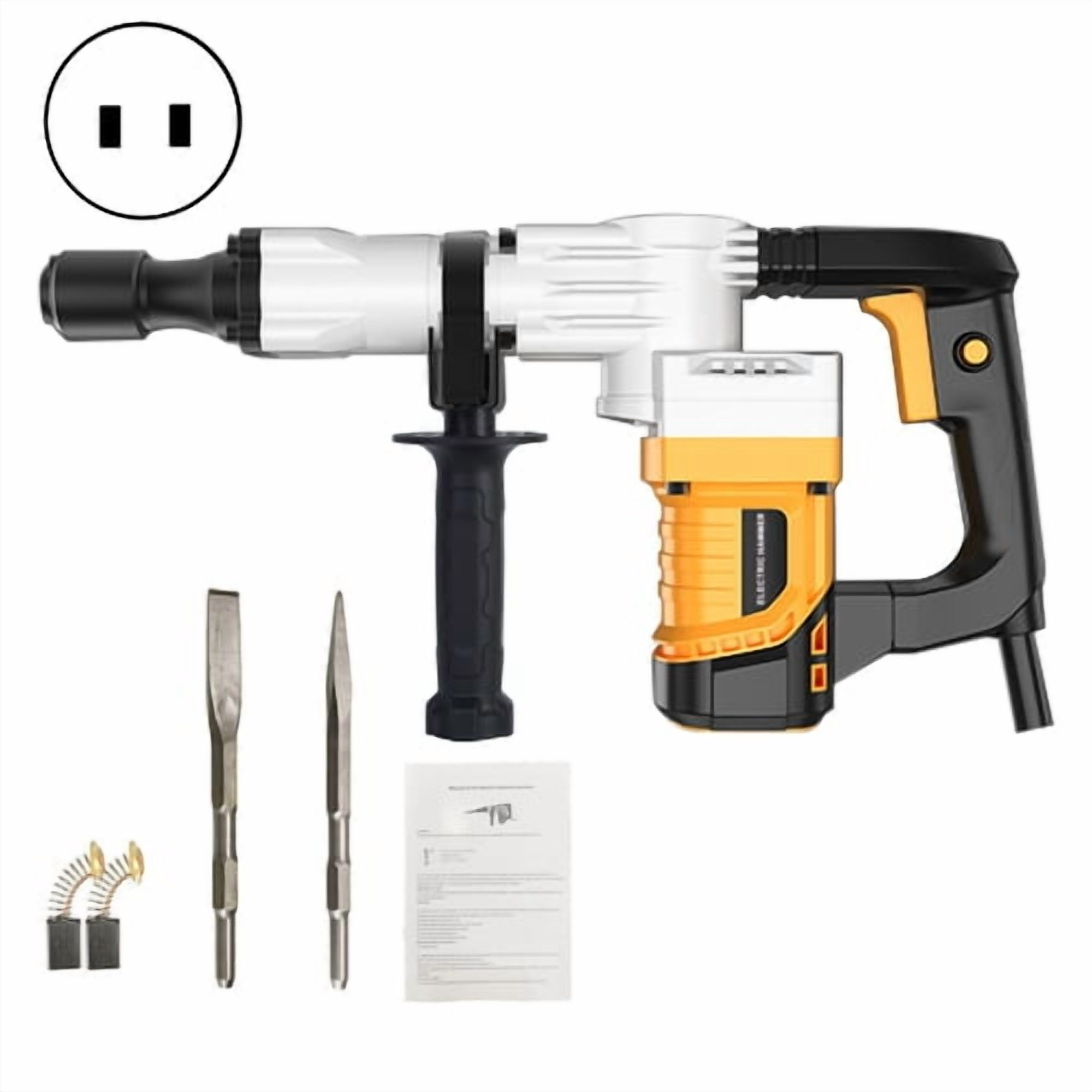 ziertyon Demolition Jack Hammer Concrete Breaker 1200W with Chisel Bit - Ideal for Construction and Renovation Projects