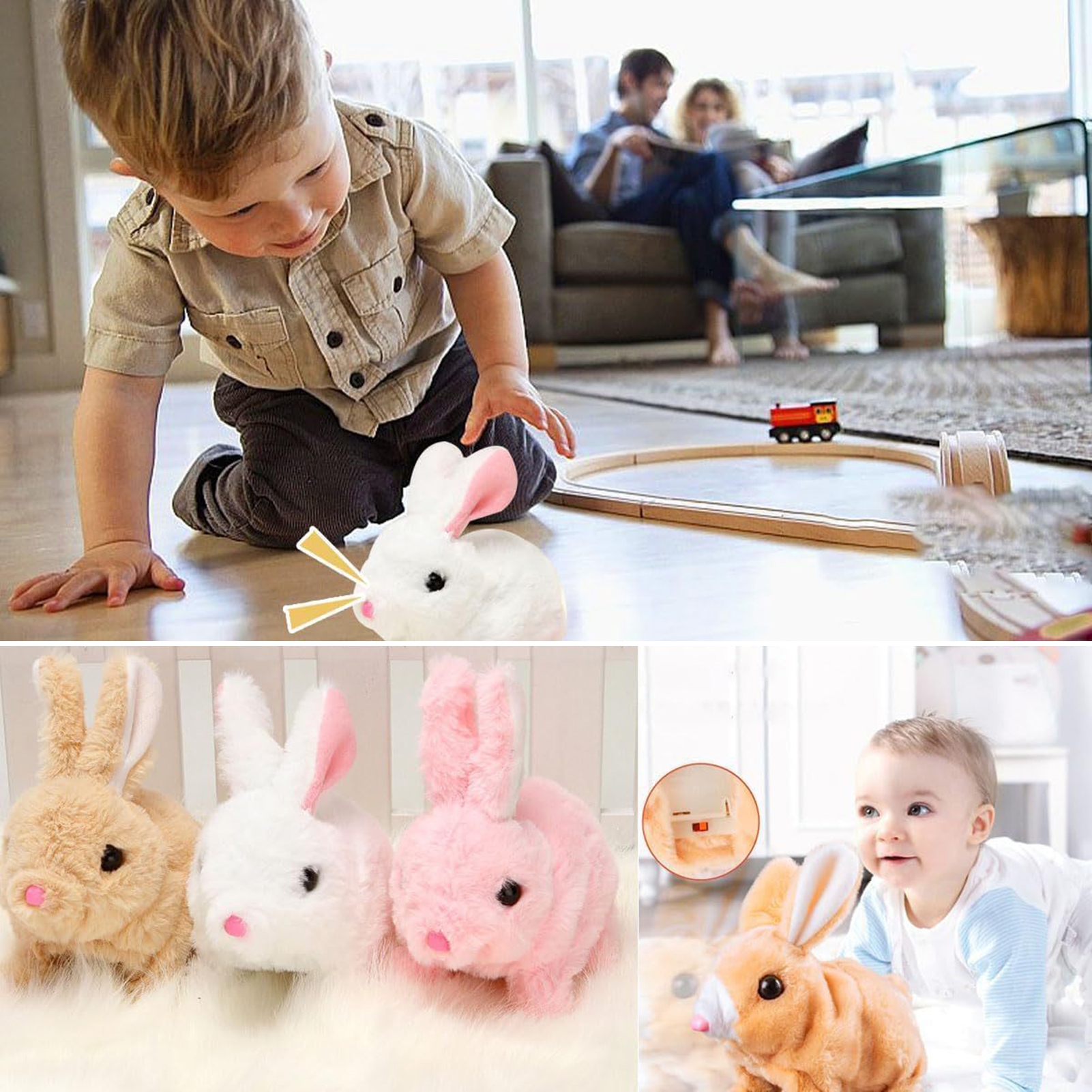 ziertyon Electric Plush Rabbit Toy with Sound Movable Ears Mouth ...