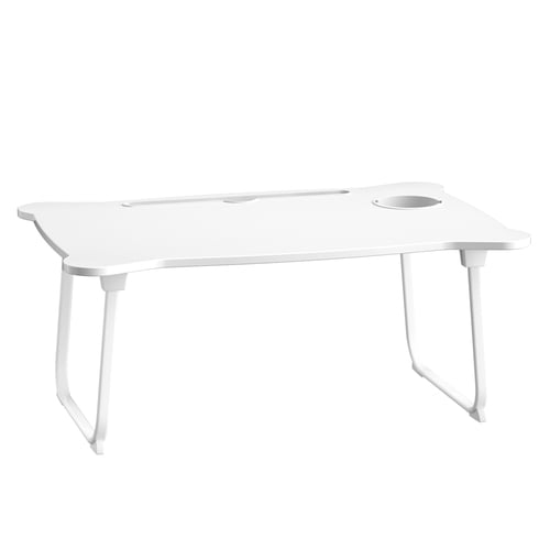 ziertyon Foldable Lap Desk, 23.6 Inch Portable Wood Laptop Desk Table Workspace Office Organizer Bed Sofa Tray with Slots/Cup Holder/Drawer, Anti-Slip for Reading Writing Eating Watching