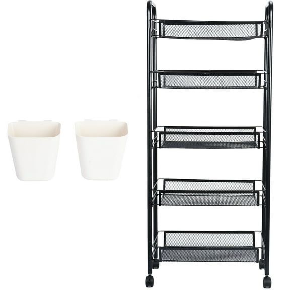 ziertyon Fruit Vegetable Storage Baske Movable Storage Cart Multi-function SnackStorage Rack for Kitchen, Pantry, Bathroom Storage