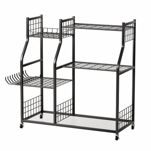 ziertyon Garden Tool Organizer for Garage,Metal,Yard Tool Stand Holder Organizer for Long-Handled, Broom,Shovel,Rake,Sturdy Heavy Rack for Outdoor,Black,Sturdy Metal Steel Holder