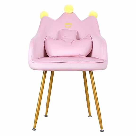 ziertyon Makeup Chair Comfy Vanity Stool for Bedroom, Living Room or Home Office Compact Accent Chair Small Office Chair with teddy fabricPink