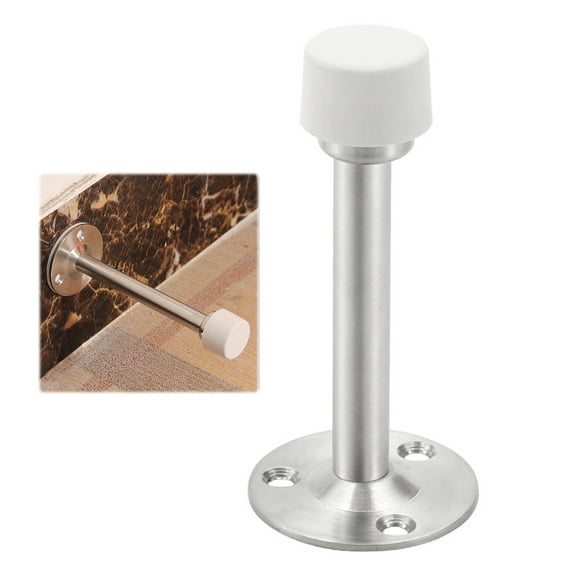 ziertyon Stainless Steel Door Stopper Wall Protector Adhesive No Drilling Anti-collision Wall Mount Glass Wooden Door Spring Loaded Rubber Bumper Doorstop
