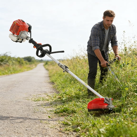 ziertyon 52CC 2-Stroke Gas Weed Eater, Gas String Trimmer, Gasoline Powered Weeds Eater, Weed Wacker, Gasoline Trimmer for Lawn Garden Yard, Red