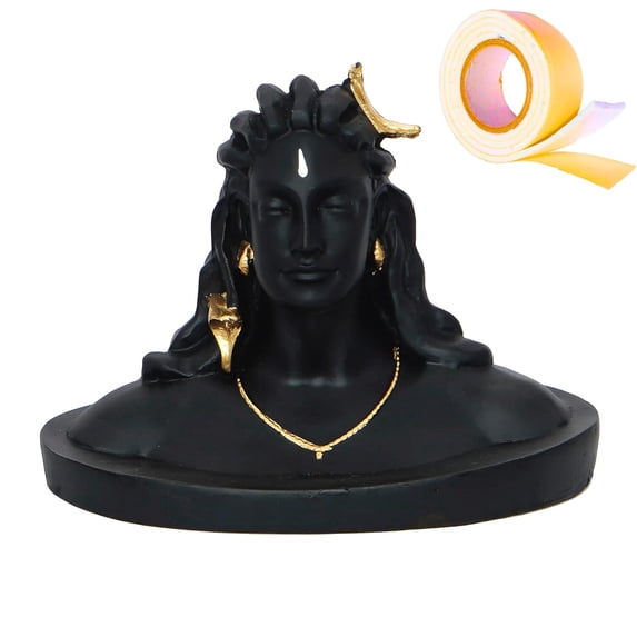 zig zag Adiyogi Lord Shiva Statue Perfect for Car Dashboard and Home/Office Decor - Black, 4.5 Inch Includes Double Sided Tape for Easy Installation!
