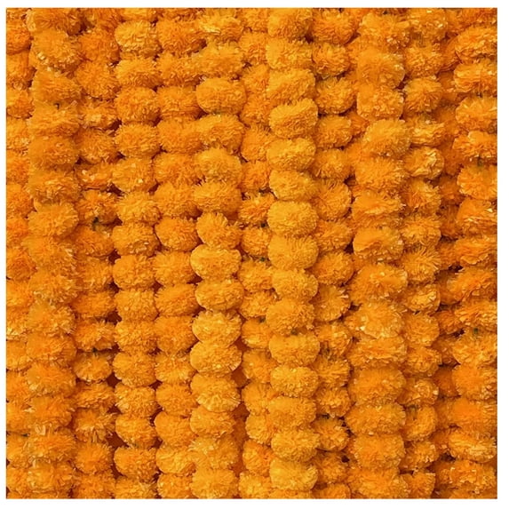 zig zag Artificial Marigold Garland (5pcs Pack) - Ideal for Weddings,Birthday, Christmas Decorations, and Diwali Celebrations, Faux Garlands 5 Strings - 4.5-5 Ft Long (Golden Yellow)