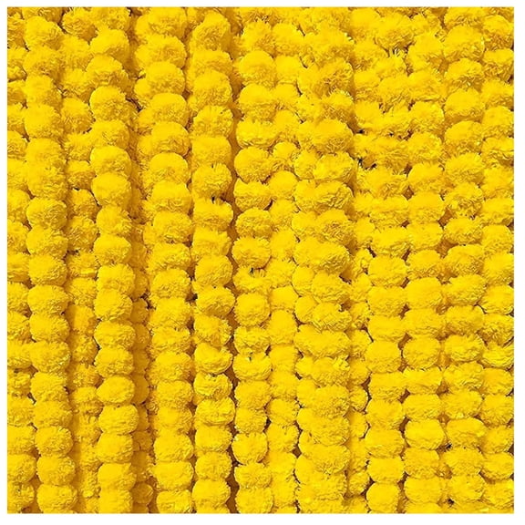zig zag Artificial Marigold Garland (5pcs Pack) - Ideal for Weddings,Birthday, Christmas Decorations, and Diwali Celebrations, Faux Garlands 5 Strings - 4.5-5 Ft Long (Yellow)