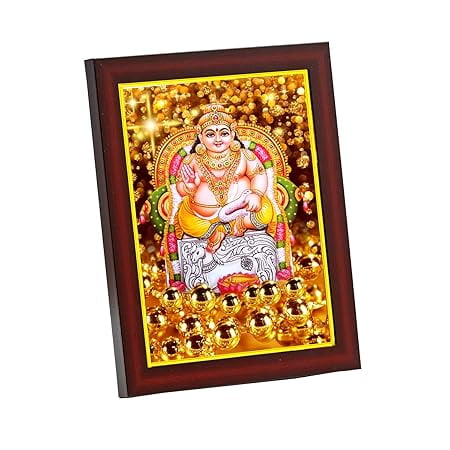 zig zag Lord Kubera / Kuvera / Kuber / Kuberan Small Photo Frame For Wall Table Size Small ( 6x8 inches, Acrylic Glass)