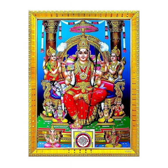 zig zag Sri Lalitha Tripura Sundari Devi Photo Frame For Wall / Table / Pooja Room ( 7x9 inches, Acrylic Glass) Golden