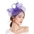 thumbnail image 2 of Vintage Floral Fascinator Hat Headband With Feathers - Wedding & Tea Party Hair Clip Accessory 2 of 6