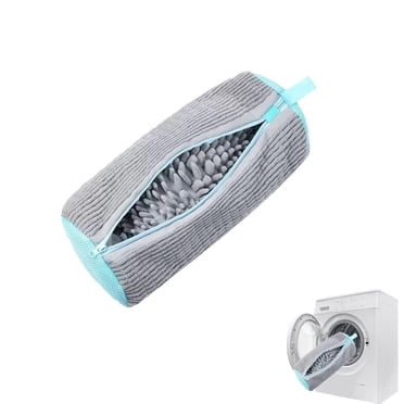 GOGOODA Upgraded Shoe Washing Bag For Machine - Laundry Safe Bag With Bristles, Locking Zipper & Shoe Trees (Gray, 2-Pack)