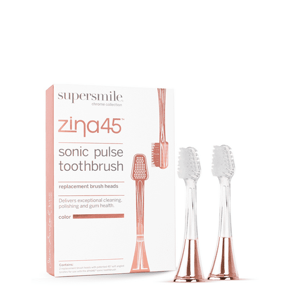 Supersmile Zina45 Replacement Brush Heads for Sonic Pulse Toothbrush, Rose Gold, 2 Count (Pack of 1)