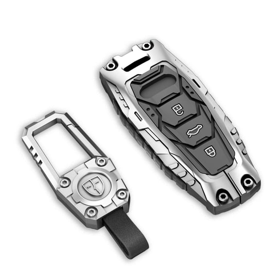 Premium Zinc Alloy Full-Protection Key Fob Cover with Keychain for Audi A3 A6 A7 A8 A8L Q7 Q8 RS6 RS7 S3 S6 S7 SQ7 SQ8 E-Tron Smart Keyless Remote