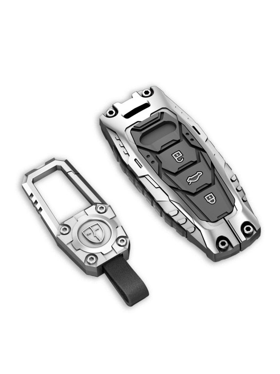 Premium Zinc Alloy Full-Protection Key Fob Cover with Keychain for Audi A3 A6 A7 A8 A8L Q7 Q8 RS6 RS7 S3 S6 S7 SQ7 SQ8 E-Tron Smart Keyless Remote