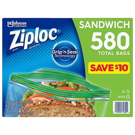 ziploc easy open tab sandwhich bags 580 count