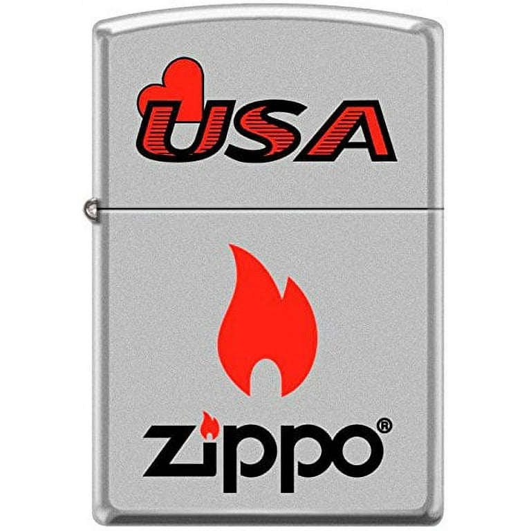 zippo usa zippo flame logo windproof lighter satin chrome