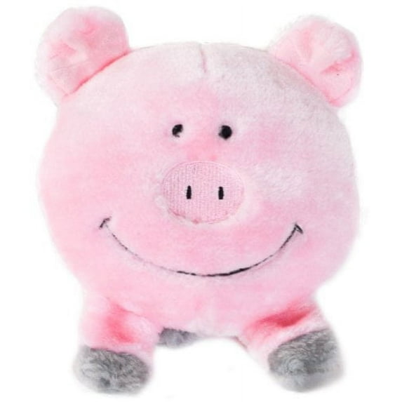 zippypaws brainey squeaky plush dog toy, pig