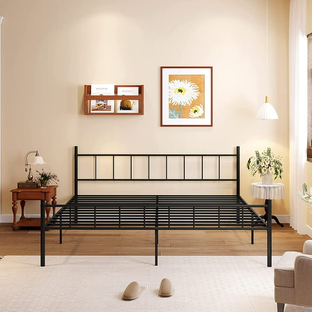 zizin 14 Inch California King Metal Bed Frame with Headboard and Footboard Heavy Duty Platform
