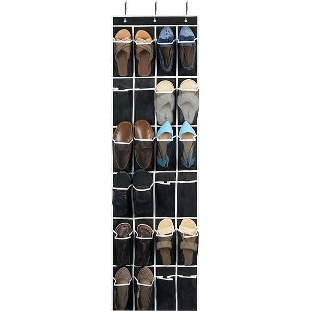 zober over the door shoe organizer - 24 breathable pockets, hanging ...