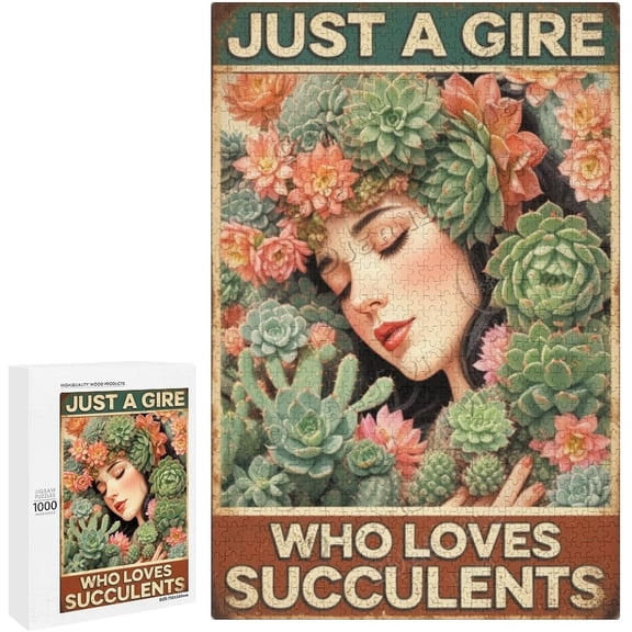 zomyto Succulent Lover Holiday Quote 500 Piece Jigsaw Puzzle for Adults 15 x 20.5 Inch Bar Garage Decor