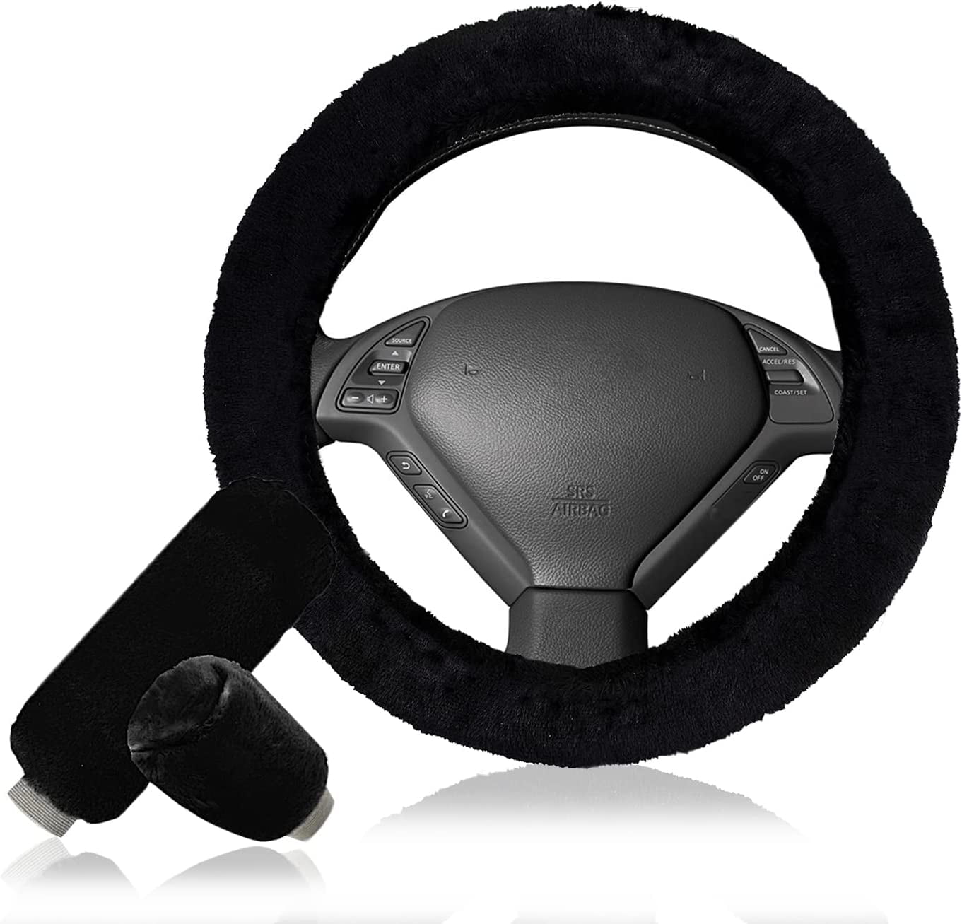 Yannee 3 Set Faux Wool Steering Wheel Cover Auto Car Steering