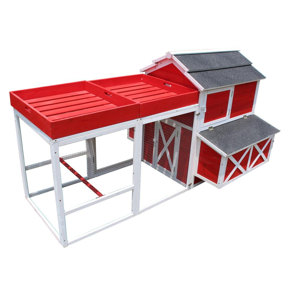 Red Barn Large Chicken Coop with Rooftop Planter