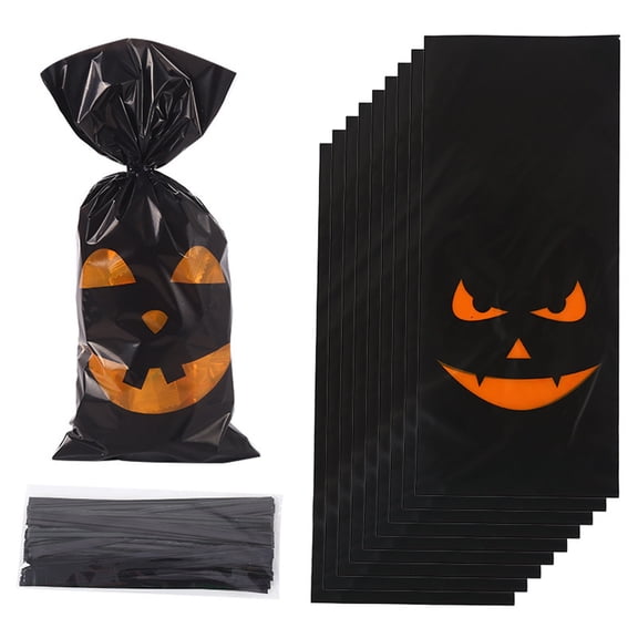 zpqytgj 50Pcs Halloween Candy Bags with Twist Ties for Party Favor Packaging