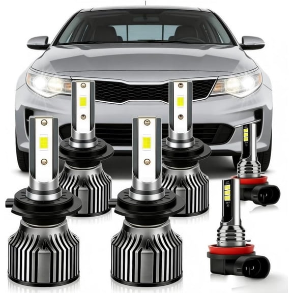 zrocen Compatible for Kia Optima 2016 (Not for EX/LX/LX 1.6T) Light Bulbs, High/Low Beam Fog Lights, LED Headlight Bulbs, Plug and Play, 6-Pack