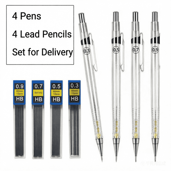 zrova 0.3/0.5/0.7/0.9mm Transparent Mechanical Pencil Set, Automatic Drafting Pencils with Lead Refills, Break Resistant Writing Drawing Pencils for Students, Sketching Art Supplies