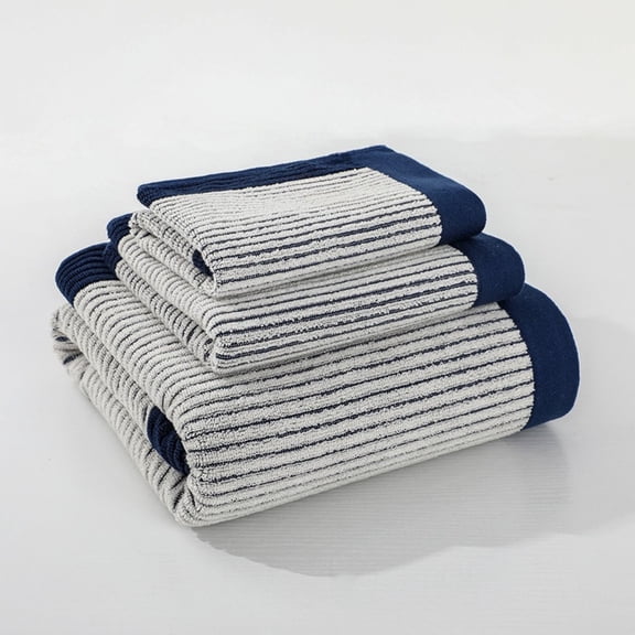 Zrova 1 Pack 400g Thick 32-Ply Cotton Bath Towel, Striped Jacquard Ultra Soft Highly Absorbent Large Towel for Couples & Household Bathroom, 27.56 x 55.12 Inch