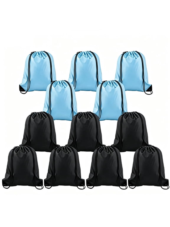 12 Pack Drawstring Backpack Bags, Lightweight Polyester Drawstring Sack Bags, Water Resistant Gym Sackpack for Sports, Travel, Gym, Storage