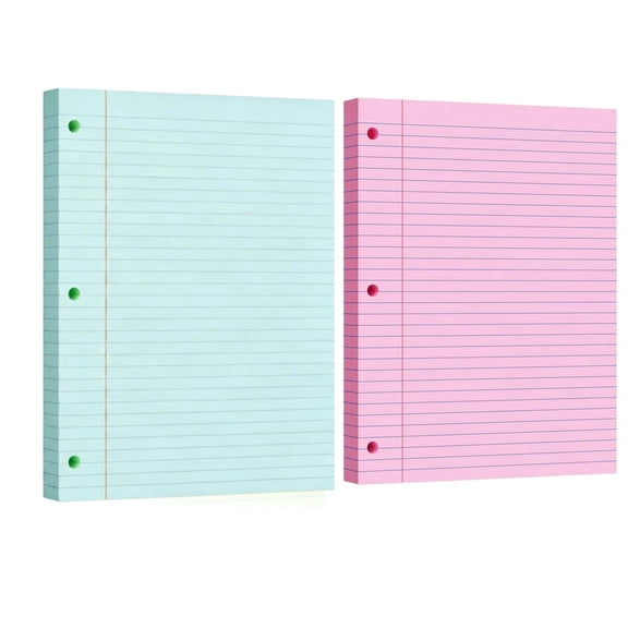 zrova 200 Sheets/Pack Loose Leaf Filler Paper, 8 x 10.5 Inch Ruled 3-Hole Punched, Compatible with 3-Ring Binders for Notes, Lists & Office Use