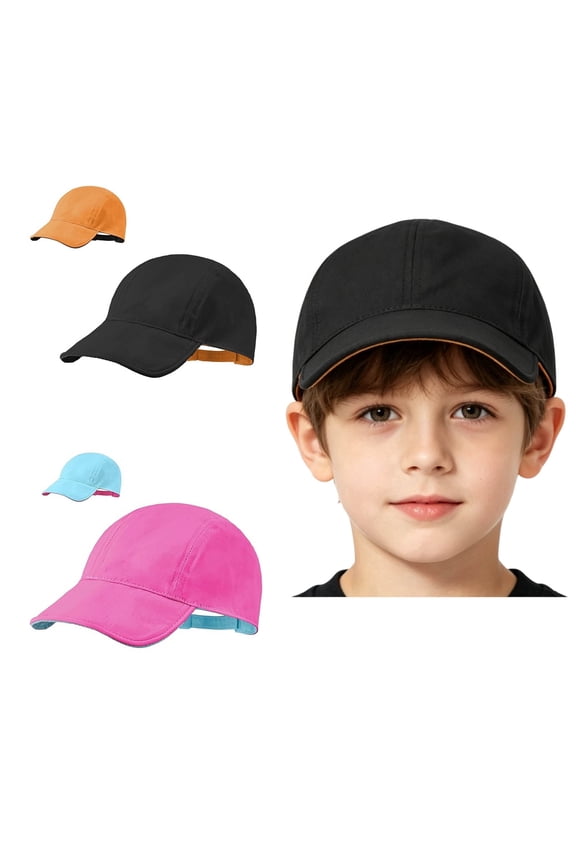 2Pcs Adjustable Reversible Kids Baseball Cap, Quick Dry Foldable Foldable Toddler Hat Double Sided Sun Hat