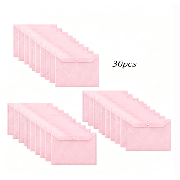 zrova 30 Pack A4 Clear Plastic Poly Envelopes with Snap Button Closure, Letter Booklet for Office