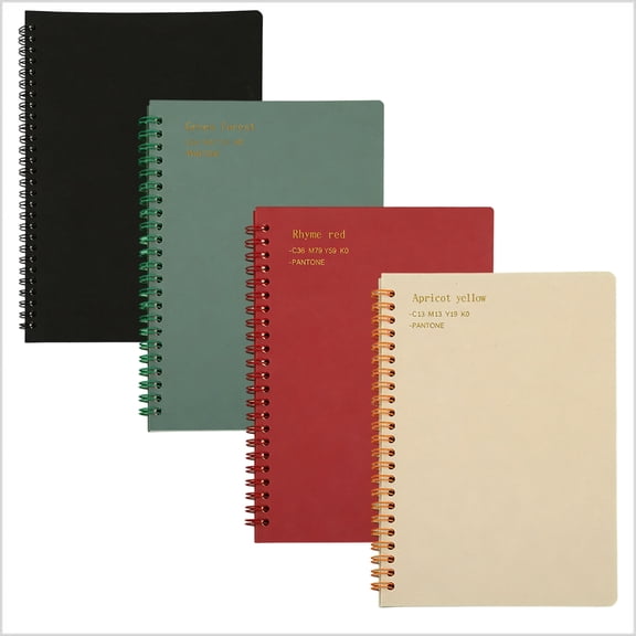 zrova 4 Pack A5 Aesthetic Spiral Notebook Set, College Ruled Lined Journal, 160 Pages 80 Sheets 80GSM Paper, Solid Color Spiral Bound Notebook for Women, School Office Daily Supplies