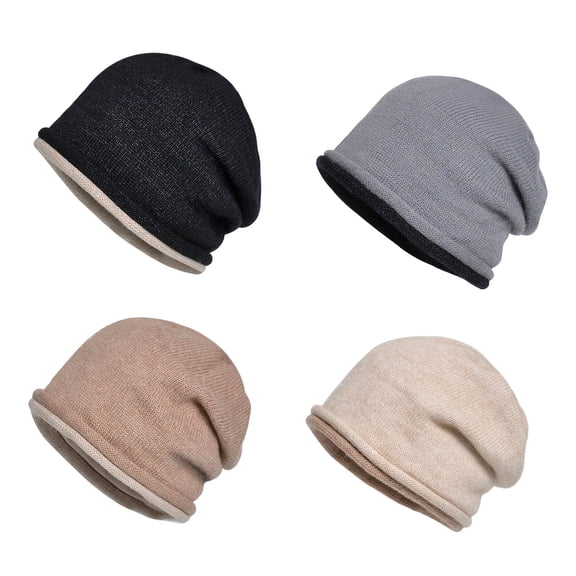 zrova 4‑Pack Knit Beanie Hats for Women, Warm Slouchy Winter Hat, Soft Stretchy Casual Skull Cap for Cold Weather Daily Outdoor