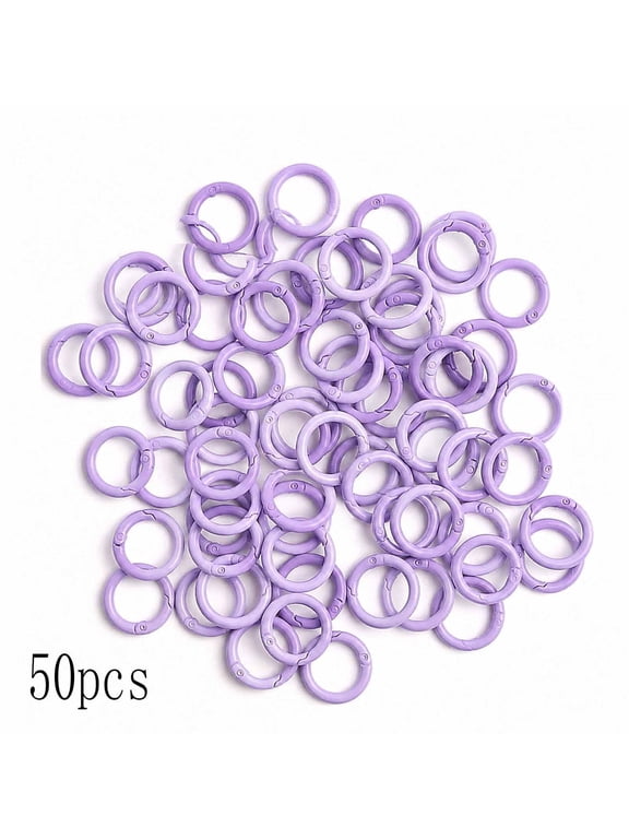 50Pcs Colorful Circle Carabiner Key Rings, 0.9 Inch Small Spring Clips Bulk Set, Multi-Color O Rings for Crafts, Keychains, Bag Charms