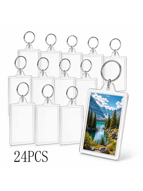 Acrylic Clear Photo Frame Keychain, 2 x 3 Inch Picture Insert, DIY Craft Blank Pendant for Purse Backpack