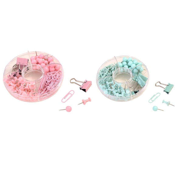 zrova Binder Clips and Paper Clips Push Pins Tacks Sets, Total 85 PCS Assorted Sizes Office Supplies Set for Women, Home & Desk Supplies