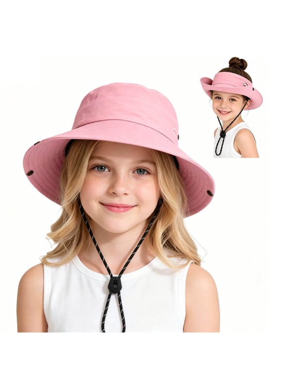 Boys Girls UPF 50+ Bucket Sun Hat, Adjustable Wide Brim Quick Dry Lightweight UV Protection Hat for Beach Hiking Safari
