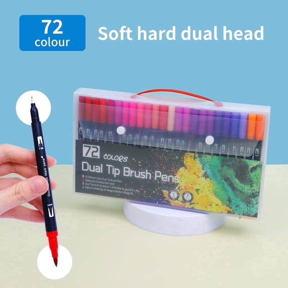 zrova Dual Tip Watercolor Brush Pens, Washable Art Markers Set with Fine & Brush Tips, 36/48/72 Colors Non-Toxic Coloring Pens for Kids & Adults, Drawing & Painting Supplies