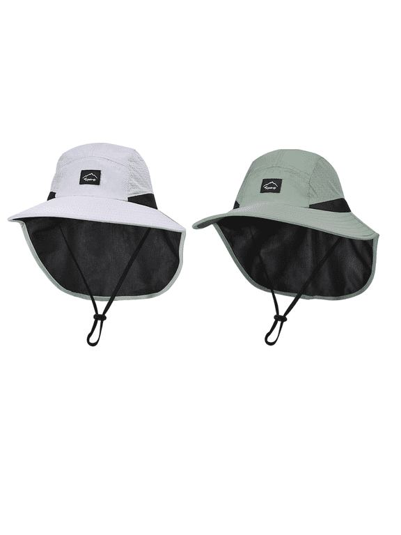 Kids UPF 50+ UV Protection Quick Dry Adjustable Neck Flap Nylon Outdoor Beach Sun Hat for Boys Ages 2-12, Multicolor