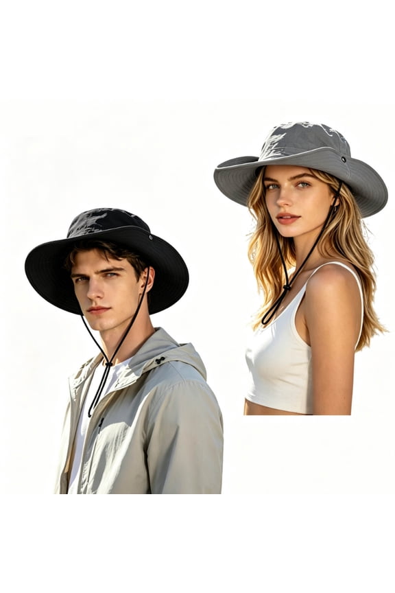 Men's Wide Brim Bucket Hat Foldable Adjustable Boonie Hat for Outdoor Hiking Fishing Beach Gardening