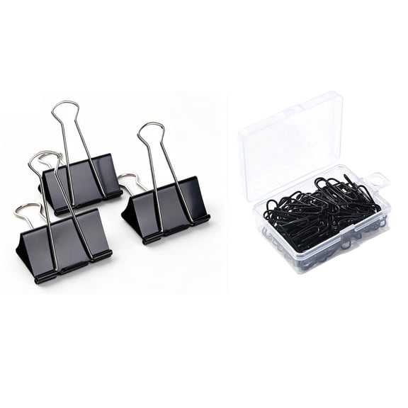 zrova Office Supplies Set, Large 3in Binder Clips Paper Clips with Storage Box for Documents Receipts Desk Organization