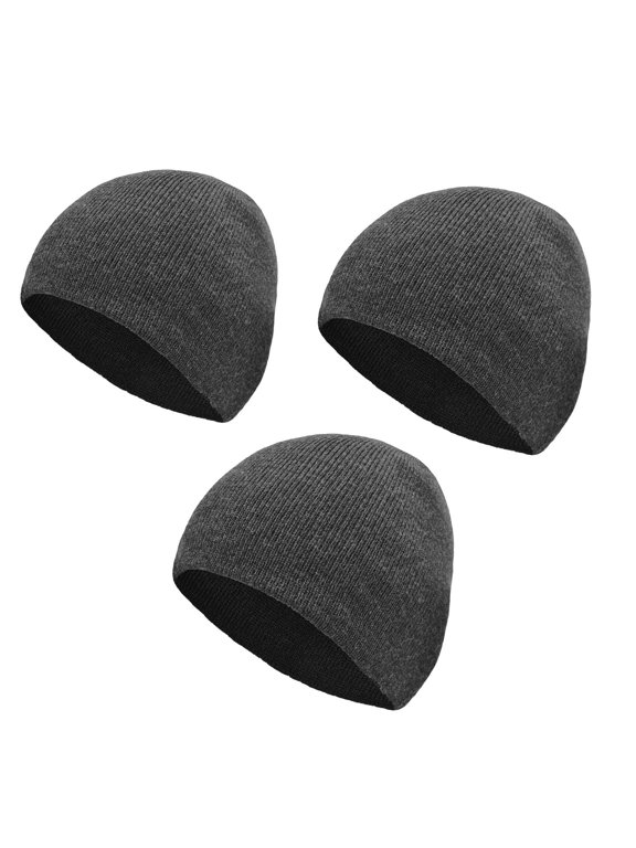 Reversible Knit Winter Beanie Hat for Men & Women, Unisex Warm Cuffed Skull Cap, Soft Cozy Cold Weather Hat