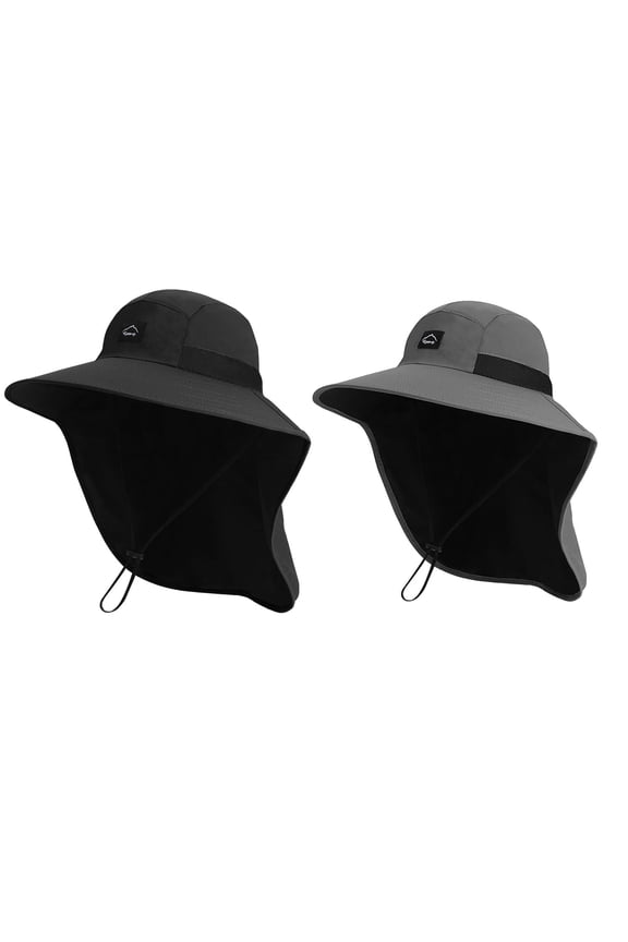 UPF 50+ Outdoor Sun Hat for Men Women, Wide Brim Mesh Safari Cap with Neck Flap, UV Protection Fishing Beach Garden Sun Hat
